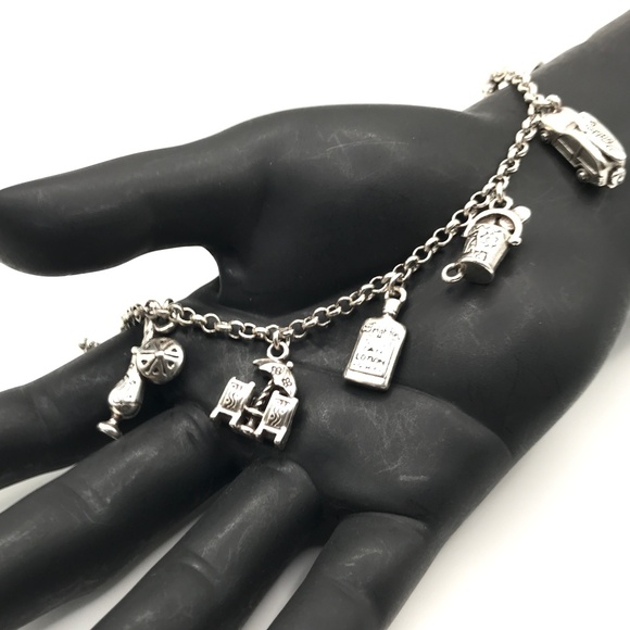 Brighton Charm Chain Bracelet Beach Vacation Silver Plate Tropical Fun Surf - Picture 1 of 13